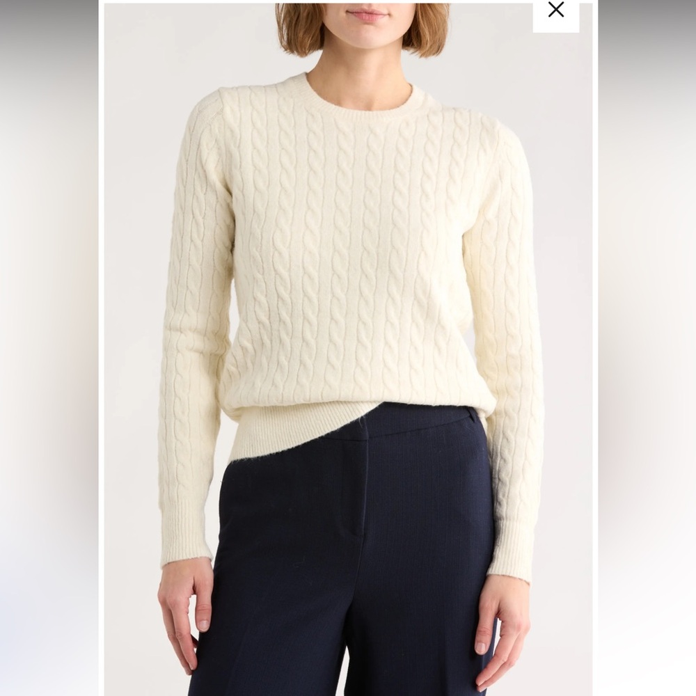 Brooks Brothers Italian Cashmere Cable Knit Crewneck Sweater Medium
